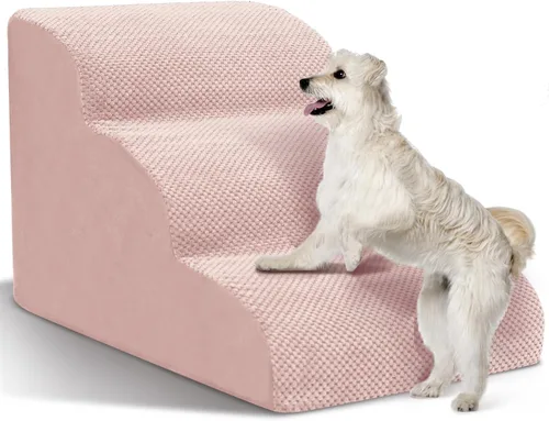 Miniatura 16 de Escaleras para Perros para Perros Pequeños - Rampa de Espuma de Alta Densidad, Pasos Extra Anchos para Mascotas con Fondo Antideslizante para Camas