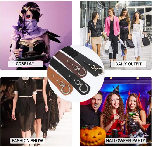 Miniatura 6 de JASGOOD Cinturón elástico ancho vintage de moda para mujer con hebilla entrelazada cinturón de Halloween