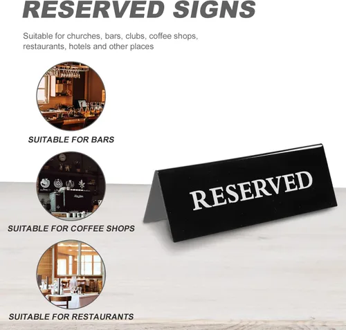 Miniatura 4 de SOLUSTRE Señales de mesa reservadas de acrílico para sillas de boda de restaurante, 2 uds