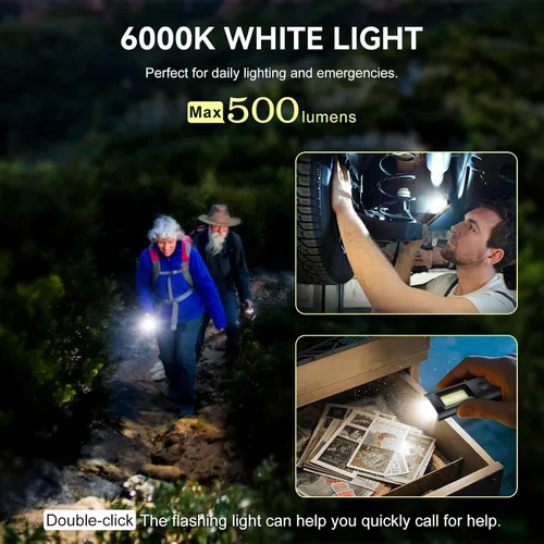Miniatura 5 de Linterna plana EDC recargable de mano profesional con haz verde, combo de LED UV y blanco, 800 lúmenes, luces de bolsillo portátiles con imán/bolsa