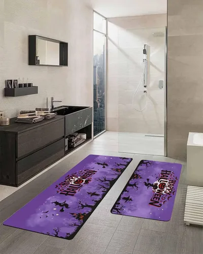 Miniatura 2 de Tapete de baño de Halloween para bañera, antideslizante, de secado rápido y absorbente, tierra de diatomeas, fregadero de ducha, tapete lavable