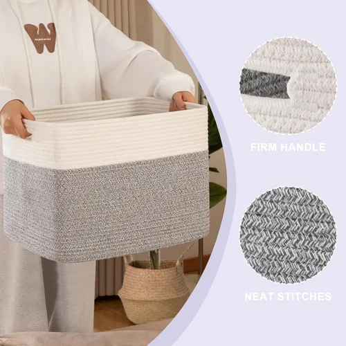 Miniatura 3 de OIAHOMY Cestas de almacenamiento para estantes, canasta de almacenamiento de juguetes, contenedores de almacenamiento plegables, canasta de mantas