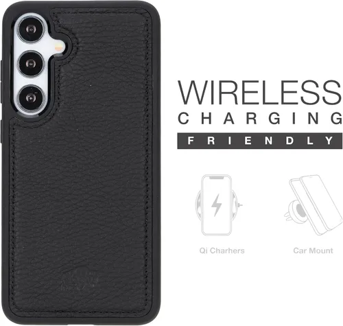 Miniatura 2 de BLACKBROOK Funda de piel de alta calidad a presión compatible con Samsung Galaxy S24, elegante funda de cuero de grano completo con la máxima