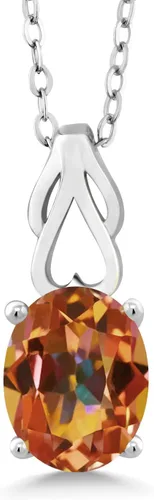 Miniatura 5 de Gem Stone King Collar de plata de ley 925 con piedra natal ovalada de 0.354 x 0.276 in Collar con colgante solitario para mujer Con cadena
