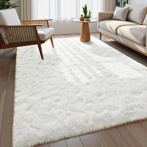Miniatura 11 de Macgace - Alfombras pequeñas para dormitorio, 2 x 3, beige, antideslizante, alfombra de área, súper suave, de felpa esponjosa, alfombra moderna