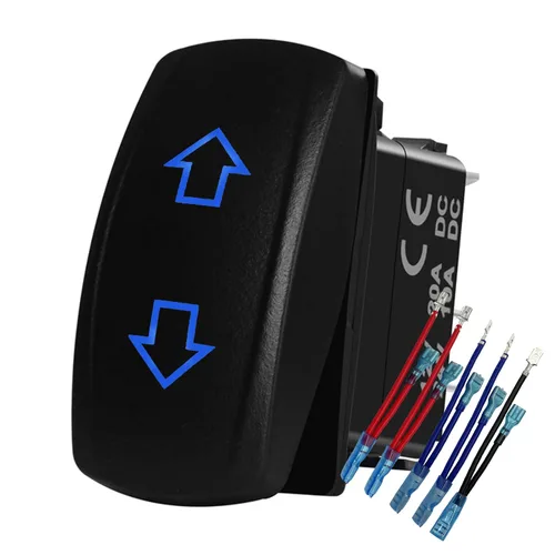 Interruptor basculante momentáneo LED azul impermeable de 10 pines, interruptor momentáneo de encendido y apagado de 12 V/24 V, motor de CC,