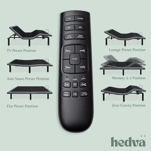 Miniatura 4 de Hedva Base de cama ajustable con motores de masaje, 4 puertos USB, luz LED, montaje en 5 minutos, múltiples posiciones preestablecidas para máxima