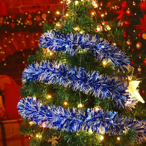 Miniatura 4 de Geosar - Guirnalda de oropel de Navidad de 26,2 pies, decoración de oropel metálico con brillo, guirnalda colgante para árbol de Navidad, adorno