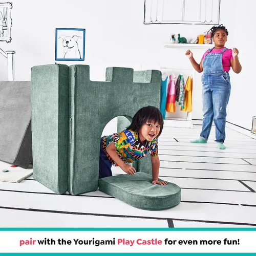 Miniatura 8 de Sofá de Juego para Niños y Pequeños de Yourigami, Juego de Sofás para Sala de Juegos, Diseño Modular Duradero, Gris Montaña