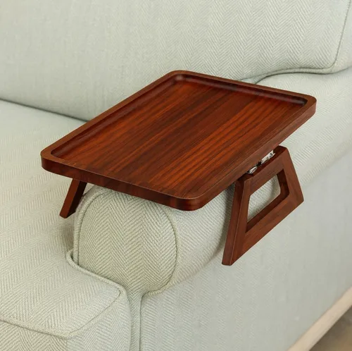 Miniatura 15 de Shamrock Home Mesa Bandeja de Bambú para Brazo de Sofá, Mesa Bandeja con Clip para Sofás. Bandeja de Brazo de Sofá para Cenas de TV, Controles