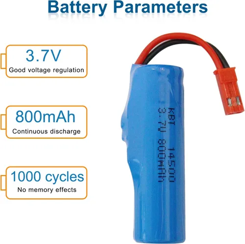 Miniatura 2 de KBT - Paquete de 2 baterías recargables de iones de litio de 3.7 V 800 mAh 10C de alto drenaje con conector JST de 2 pines y cable de carga USB