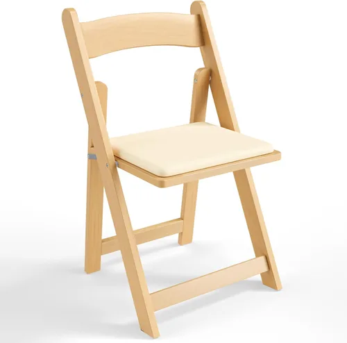 Miniatura 9 de VINGLI Sillas plegables de madera con cojín, cómodas, portátiles y duraderas, asientos plegables para eventos en interiores y exteriores, banquetes