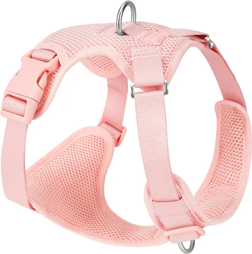 Miniatura 15 de Arnés sin tirones para perros pequeños, medianos y grandes, chaleco de malla ajustable de 2 capas con doble clip, a prueba de escapes, liberación