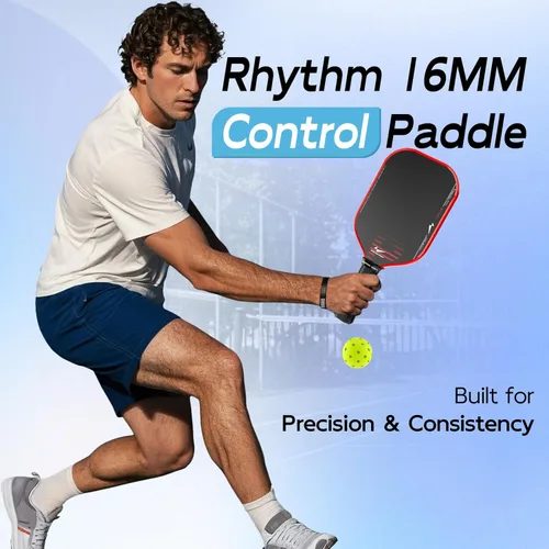 Miniatura 2 de Warping Point Rhythm 16MM Pickleball Paddle, Carbon Fiber Paddle, Thermoformed Design with MaxCell Honeycomb Core, Design for Precision Control &