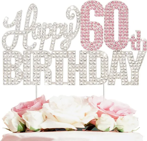 Miniatura 9 de Decoración de pastel de diamantes de imitación rosa y plateado con texto en inglés "Cheers to 11 Years Old Eleven Bday" de metal brillante