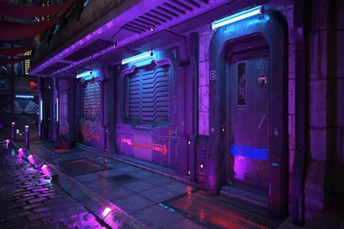 Miniatura 5 de Telón de fondo de ciudad Cyberpunk de 5 x 3 pies, estilo futurista, estilo grunge, urbano, neón, puerta de calle, paisaje urbano, fondo
