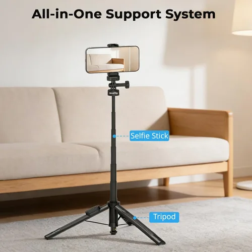 Miniatura 4 de SmallRig Trípode para selfie stick de 59 pulgadas con control remoto y abrazadera para teléfono, soporte de trípode extensible para DJI Osmo Action