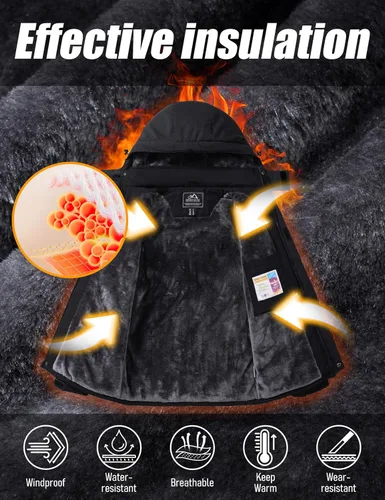 Miniatura 3 de MAGCOMSEN Chaqueta de esquí de invierno para hombre, chaquetas resistentes al agua y nieve, abrigos de forro polar cálido, para snowboard, trabajo