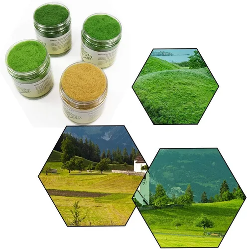 CFA6 4 x 1.23 oz Mixto 0.197 in Hierba Estática Terreno Polvo Verde Hierba Falsa Jardín Miniaturas Paisaje Artificial Mesa de Arena Modelo Diseño