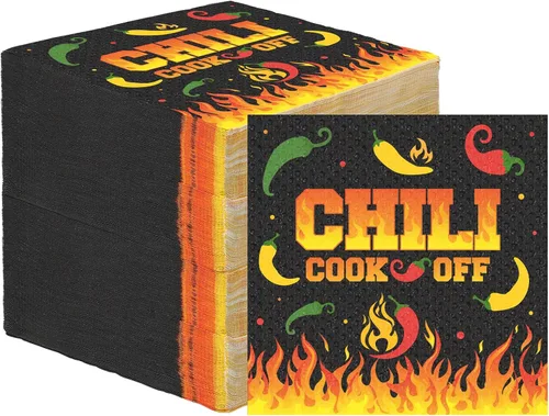 Miniatura 8 de Qilery 100 servilletas de papel desechables con chile para cocinar, decoración de fiesta mexicana de Cinco de Mayo, 6.5 pulgadas (cota)