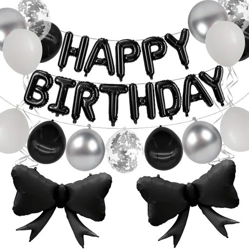 Miniatura 14 de Letras de aluminio de 16 pulgadas con texto en inglés «Happy Birthday» de color negro para hombres, mujeres, niños, suministros de decoración