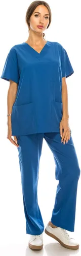 Miniatura 2 de Conjunto médico de 7 bolsillos con cuello en V para mujer, elástico en 4 direcciones, cómodo, peso ligero