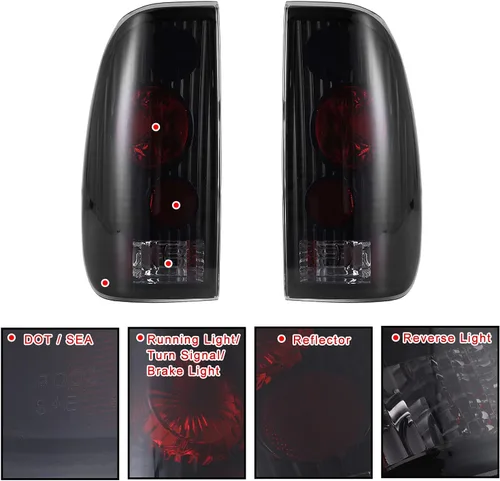 Miniatura 3 de ROXX Conjunto de luz trasera compatible con Ford F-150 1997-2003, F250 F350 F450 F550 1999-2003 Super Duty lado del conductor y del pasajero lente
