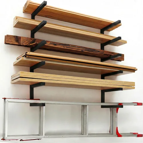 MOOMSINE Estante de almacenamiento de madera montado en la pared, 6 niveles con capacidad para hasta 1200 libras, organizador de madera resistente,