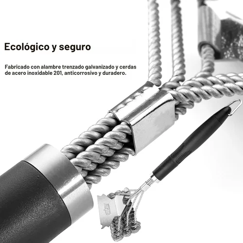Miniatura 4 de Cepillo de parrilla y raspador sin cerdas, cepillo seguro para barbacoa para parrilla - Limpiador de parrilla de acero inoxidable de 18 pulgadas