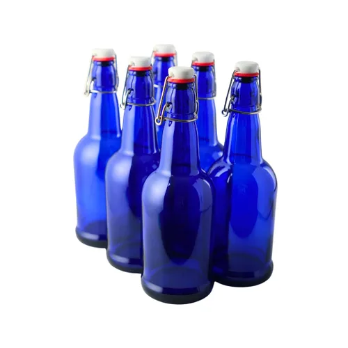 Miniatura 9 de FastRack Botellas de vidrio con tapa abatible, 33 onzas, paquete de 6, botellas de vidrio con tapa abatible ámbar para elaboración casera, bebidas