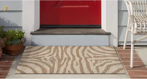 Miniatura 26 de Liora Manne Ravella - Alfombra duradera para interiores y exteriores, estabilizada a mano con rayos UV, tropical neutro, 5 pies x 7 pies 6 pulgadas