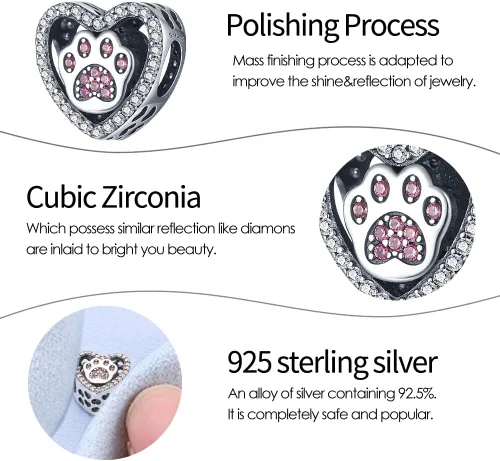 Miniatura 3 de Pandach 925 Sterling Silver Charms for Bracelets Necklace with 5A CZ Stones Dangle Pendant Bead Jewelry Beads Gifts for Women
