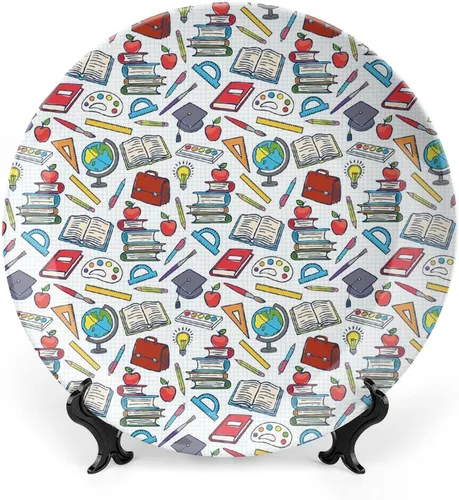 Miniatura 8 de XISUNYA Plato decorativo de 6 pulgadas, cerámica para niños, pingüinos de esquí en tablas de snowboard, deportes de invierno, impresión temática