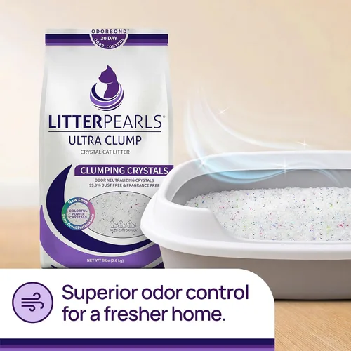 Miniatura 4 de Litter Pearls Ultra Clump 10580 - Arena para gatos sin perfume, 8 libras, cristales blancos y transparentes