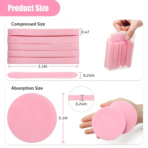 Miniatura 2 de Luxiv - Esponjas faciales comprimidas, 240 + 1 unidad, esponja facial redonda, esponjas profesionales comprimidas para eliminación de maquillaje