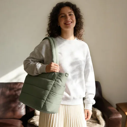Miniatura 2 de Bolso de mano acolchado para mujer, bolso grande de enfermera, bolso de hombro con cremallera para trabajo y viajes