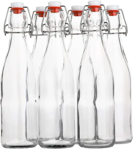 Miniatura 11 de AYL Botella de vidrio abatible [1 litro / 33 onzas líquidas] [Paquete de 4] – Botella de cerveza oscilante con tapón para bebidas, aceite, vinagre