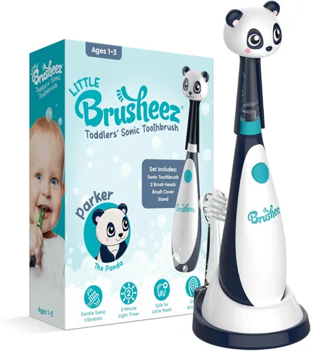 Brusheez Cepillo de dientes sónico para niños pequeños - Cepillo de dientes seguro y suave para edades 1-3 con temporizador de 2 minutos iluminado