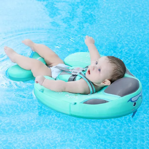 Miniatura 6 de Mambobaby Flotador con toldo y cola - Flotador para bebé con toldo, entrenador de natación infantil no inflable mejorado, toldo UPF+, arnés