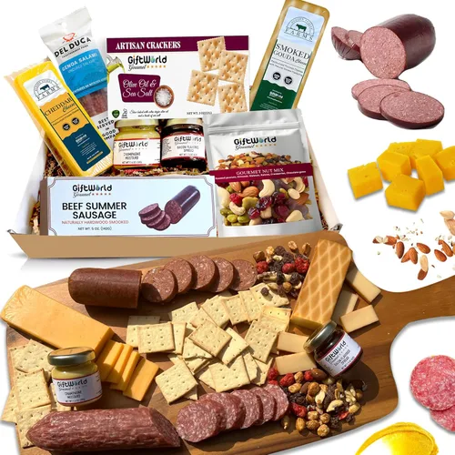 Cesta de regalo de carne y queso, artículos de comida para charcutería, regalos de comida para hombres, muestra de carne para hombres, fiesta en