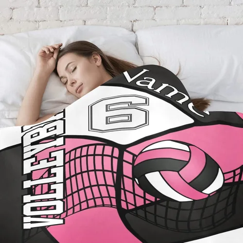 Miniatura 4 de Manta de bebé personalizada de voleibol deportivo con nombre, manta de forro polar suave para niñas y niños, recién nacidos, regalo de cumpleaños