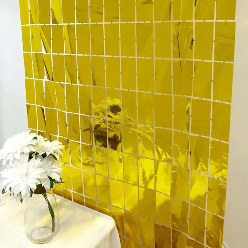 Miniatura 9 de Efavormart - Telón de fondo rectangular de aluminio metálico dorado brillante para puerta, ventana, fiesta, 3 x 6.5 pies