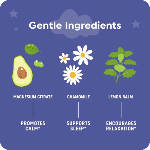 Miniatura 4 de Gomitas Calmantes de Magnesio para Niños Fresa Relajación y Ciclos Naturales de Vigilia-Sueño Magnesio Relajante para Niños con Manzanilla