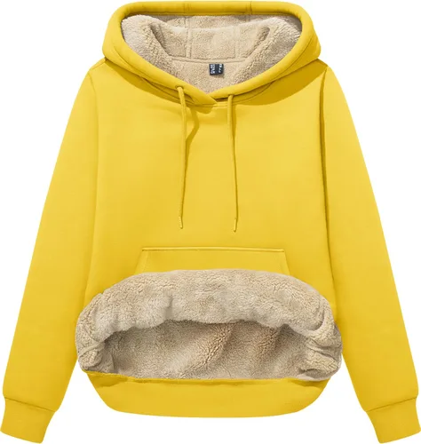 Miniatura 93 de MAGCOMSEN Sudaderas con capucha para mujer, con forro de sherpa, de vellón, para invierno, cálido, pesado, de algodón, con bolsillo