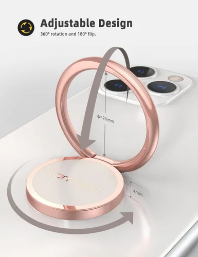 Miniatura 5 de Lamicall Anillo para Teléfono Celular Oro Rosa, Soporte Adhesivo Universal con Agarre para Dedos, Compatible con iPhone 17 16 15 Pro Max XR X