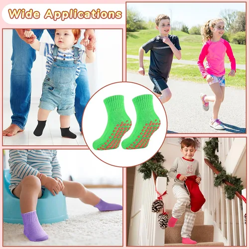 Miniatura 6 de 7 pares de calcetines antideslizantes para niños y niñas pequeños