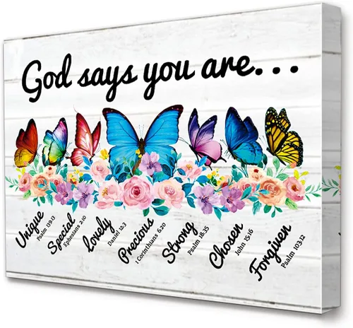 Lienzo decorativo para pared con texto en inglés "God Says You Are", con versículos bíblicos inspiradores para mujeres y niñas, decoración de pared