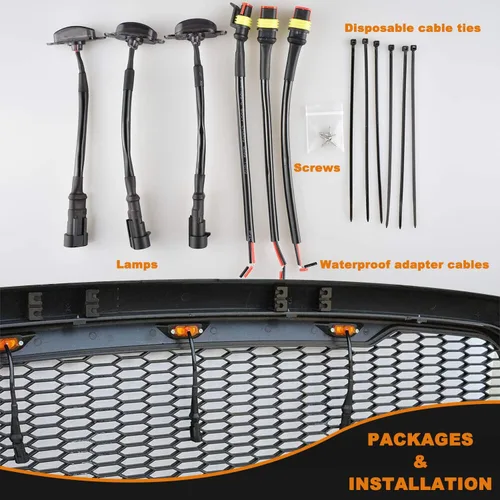 Miniatura 7 de Boigoo Luces de rejilla delanteras compatibles para Ford F-150 Raptor 2004-2019 y Dodge Ram 1500 2013-2018, rejilla de posventa, rejilla decorativa
