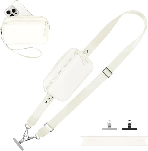 Miniatura 33 de YFWE Correa de clip and go para teléfono con cartera cruzada, cordón ajustable para teléfono con cartera RFID desmontable, correa universal