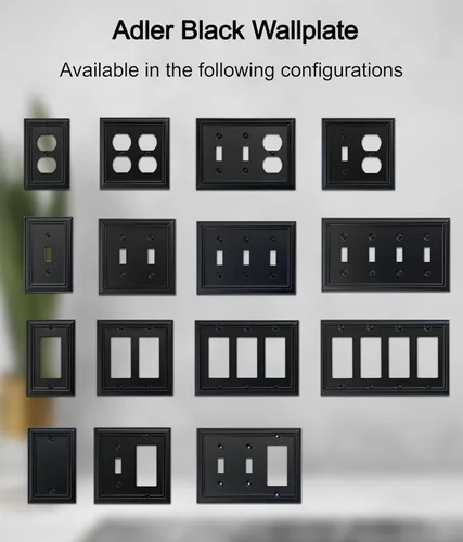 Miniatura 7 de OKAWYC Cubierta Cuádruple Decorativa para Interruptor de Luz Adler Placa de Pared de Metal, Paquete de 2 Negro 4 Vías Cuádruple Rocker